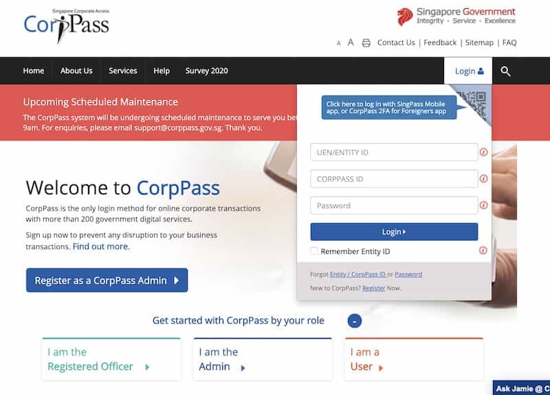 Step1 Access CorpPass Website